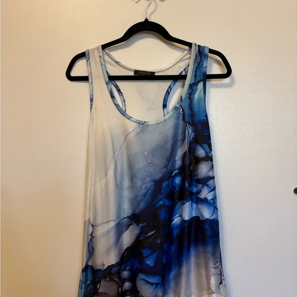 Blue and White Women's Tank Top